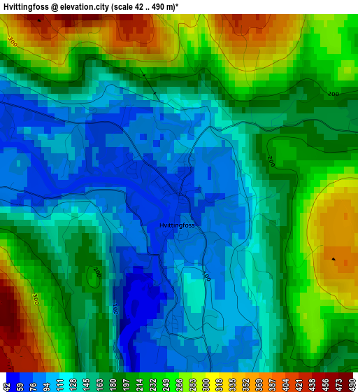 Hvittingfoss elevation map