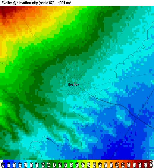 Evciler elevation map