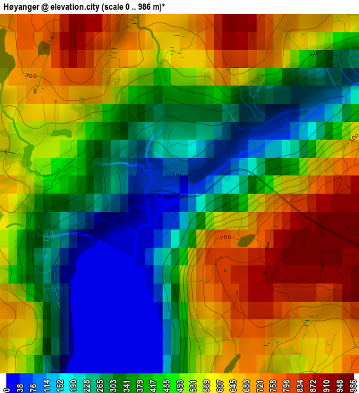 Høyanger elevation map