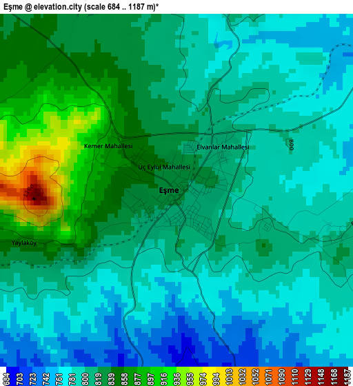 Eşme elevation map