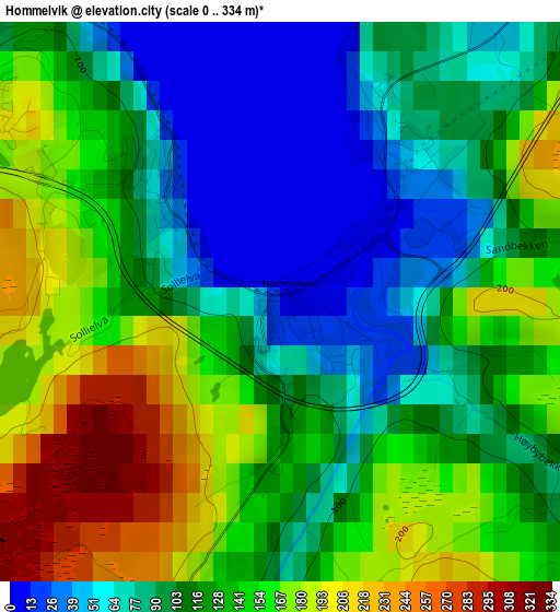 Hommelvik elevation map