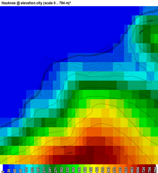 Hauknes elevation map