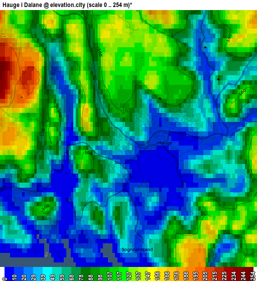 Hauge i Dalane elevation map