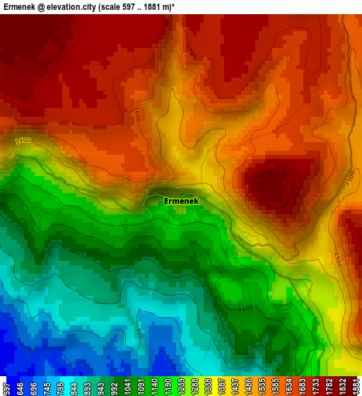 Ermenek elevation map