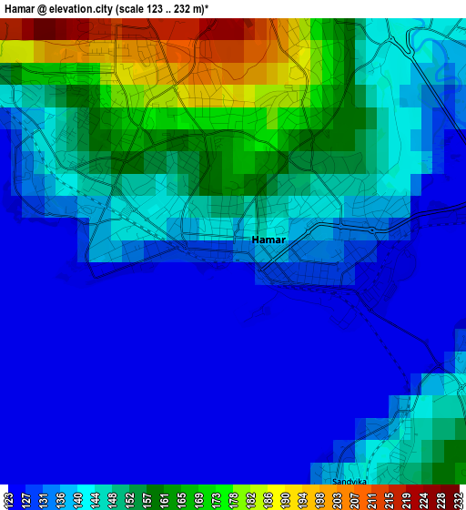 Hamar elevation map