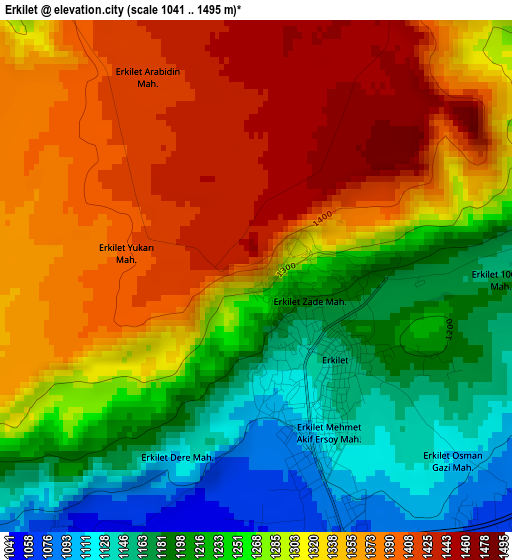 Erkilet elevation map