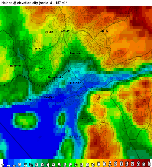 Halden elevation map