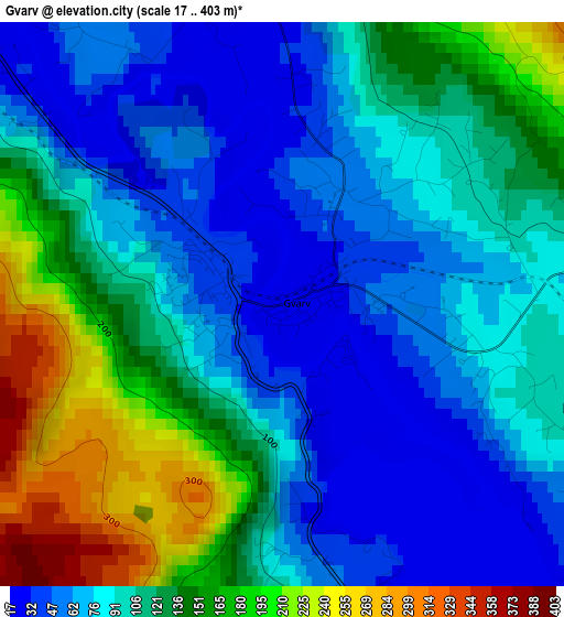 Gvarv elevation map