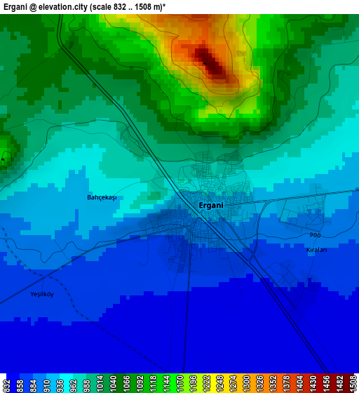 Ergani elevation map