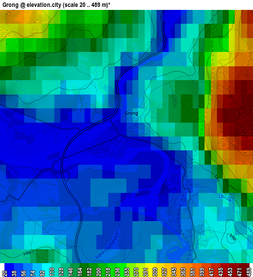 Grong elevation map