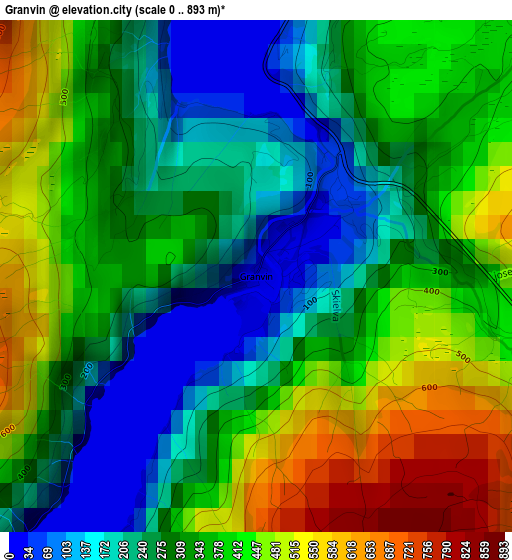 Granvin elevation map