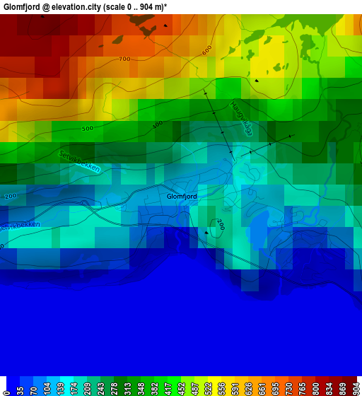 Glomfjord elevation map