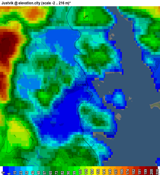 Justvik elevation map