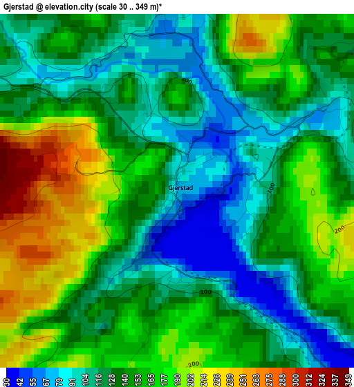 Gjerstad elevation map