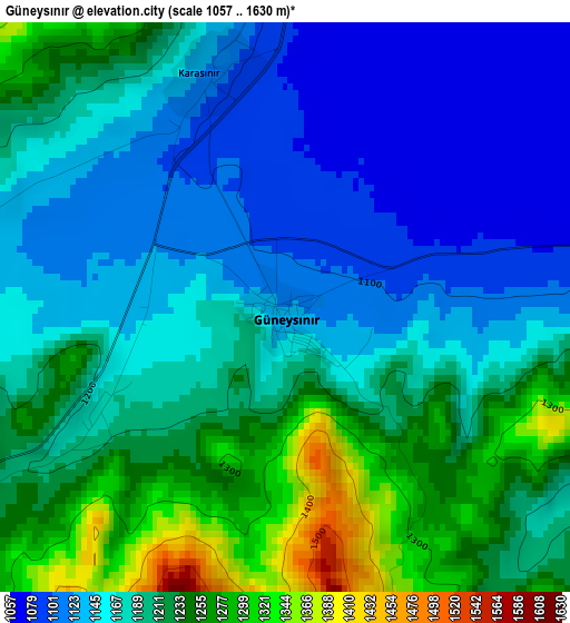 Güneysınır elevation map