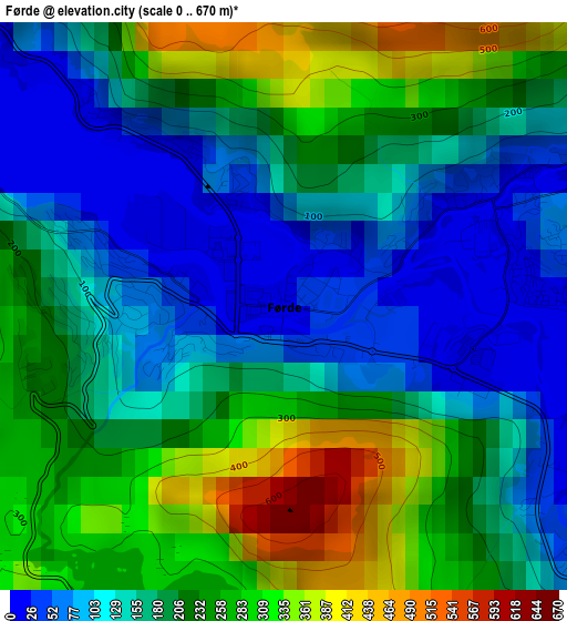 Førde elevation map