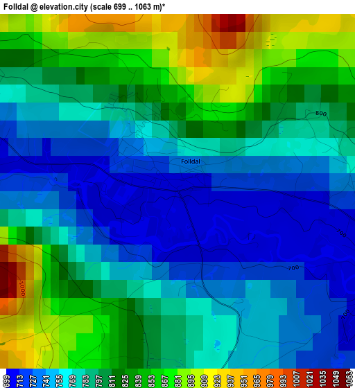 Folldal elevation map