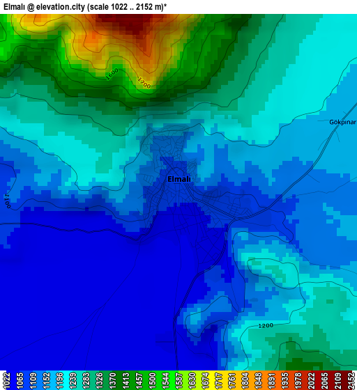 Elmalı elevation map