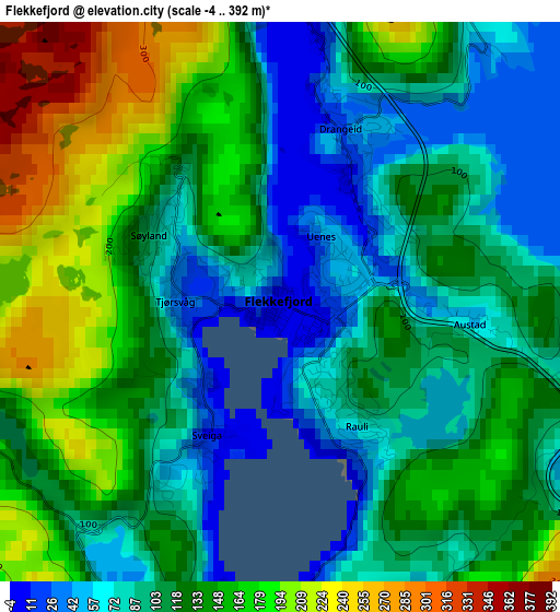 Flekkefjord elevation map