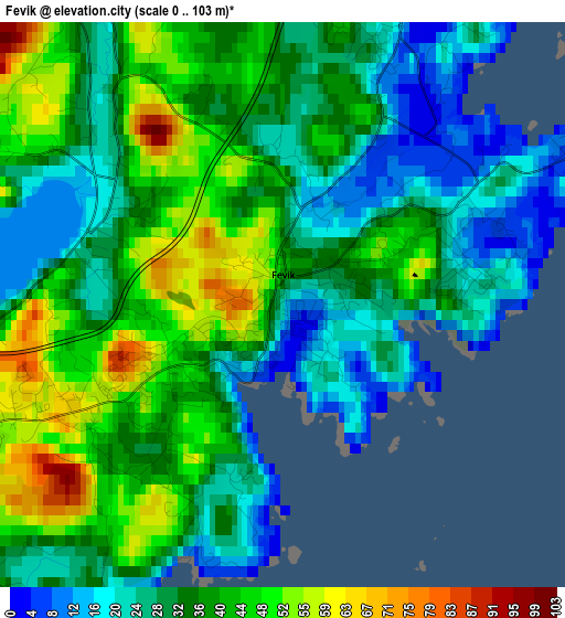 Fevik elevation map