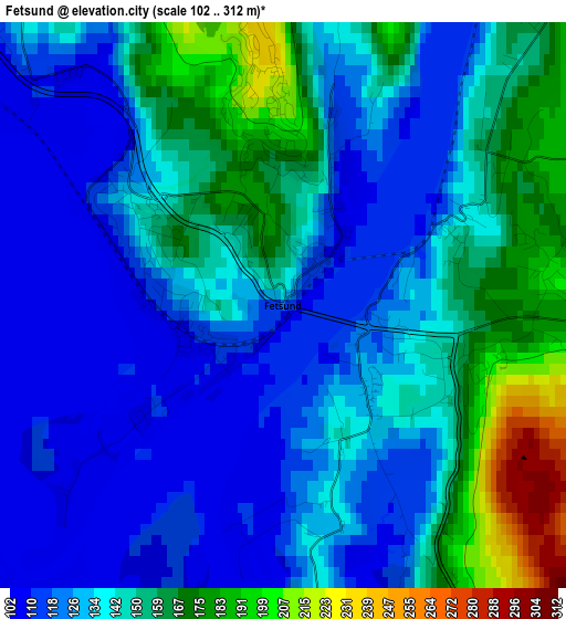 Fetsund elevation map