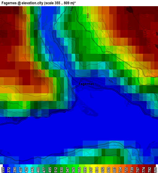 Fagernes elevation map