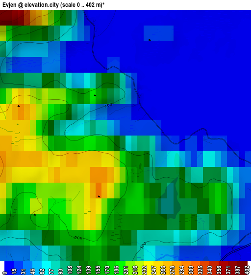 Evjen elevation map