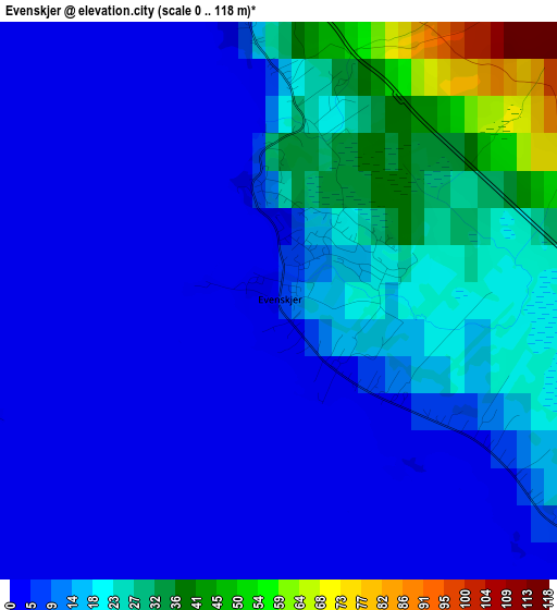 Evenskjer elevation map