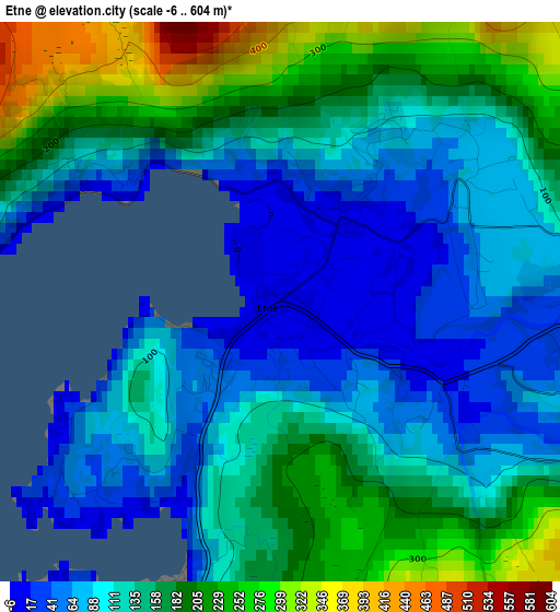 Etne elevation map