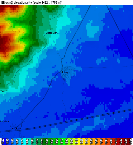 Elbaşı elevation map