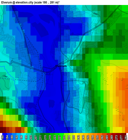 Elverum elevation map