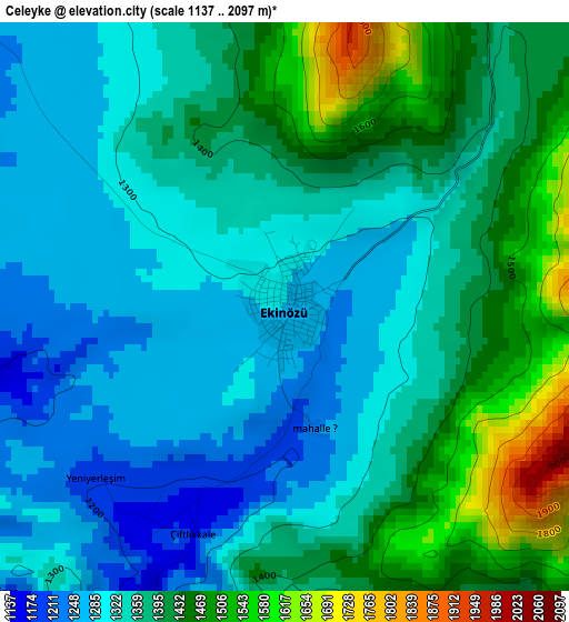 Celeyke elevation map