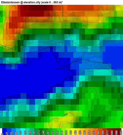 Eikelandsosen elevation map