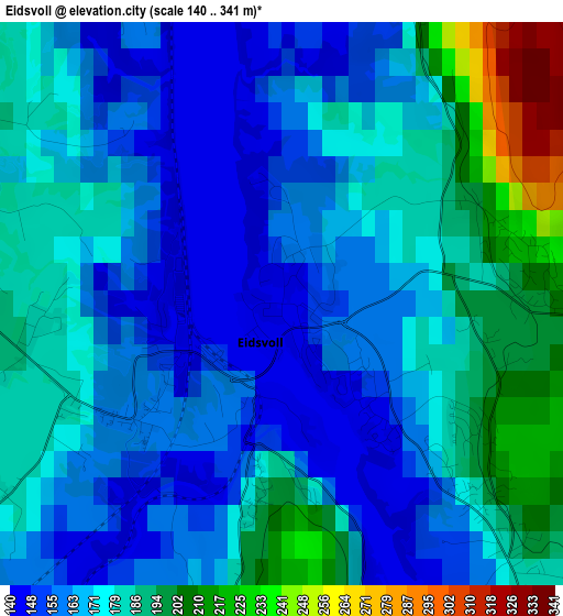 Eidsvoll elevation map