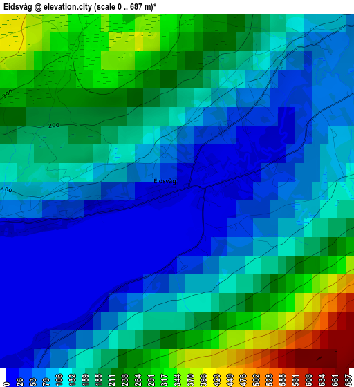 Eidsvåg elevation map