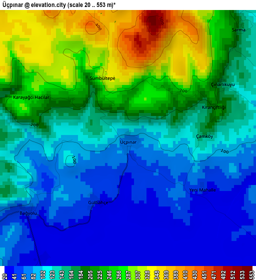 Üçpınar elevation map