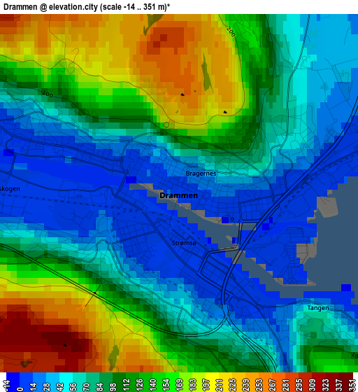 Drammen elevation map