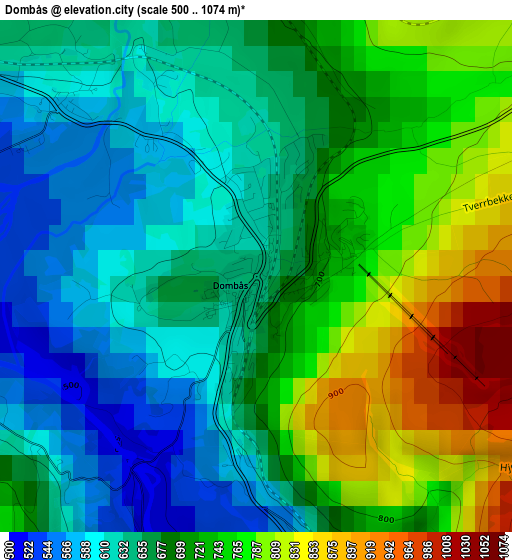 Dombås elevation map