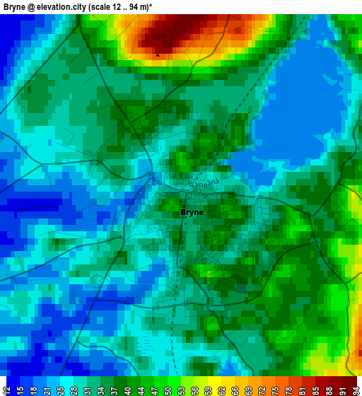 Bryne elevation map