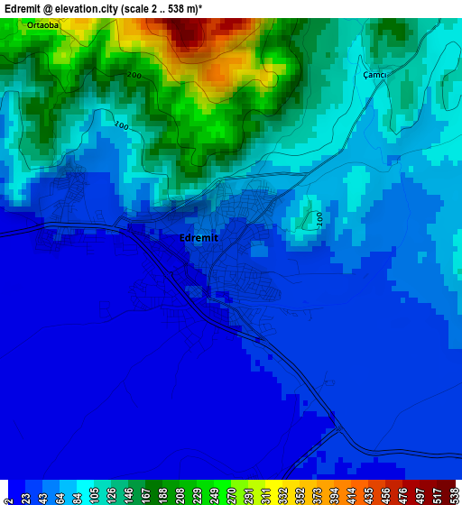 Edremit elevation map