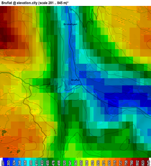 Bruflat elevation map