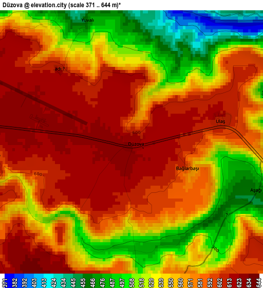 Düzova elevation map