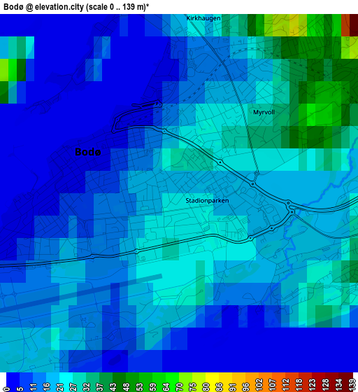 Bodø elevation map