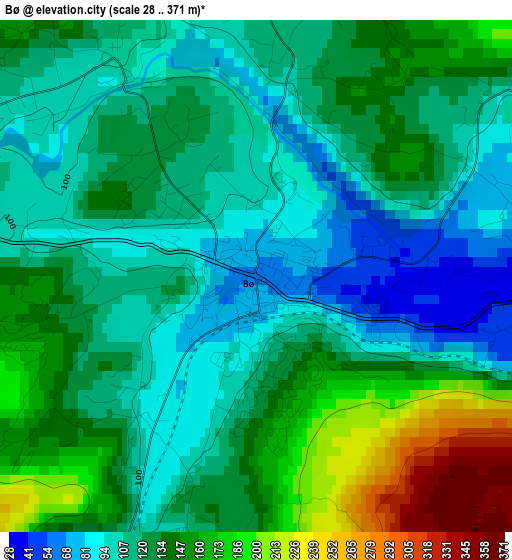 Bø elevation map