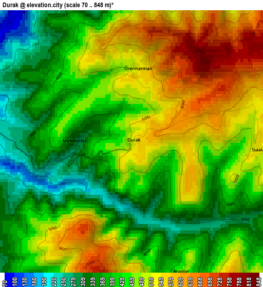 Durak elevation map