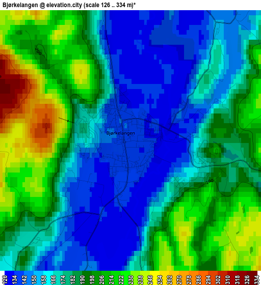 Bjørkelangen elevation map