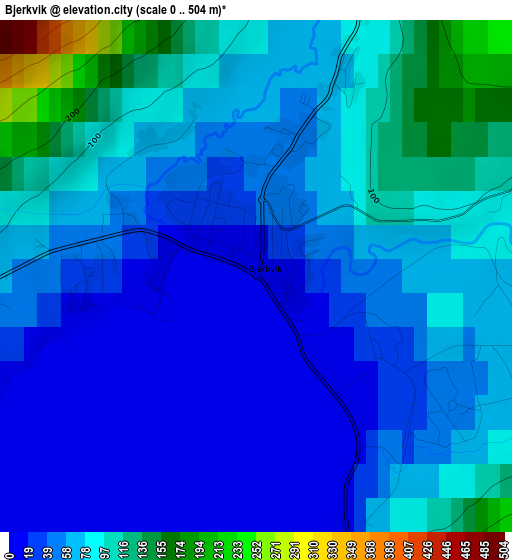 Bjerkvik elevation map