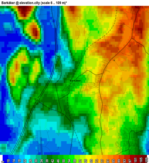 Barkåker elevation map