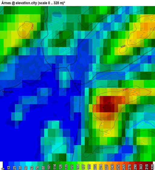 Årnes elevation map