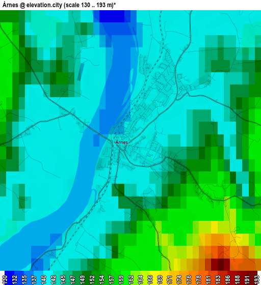 Årnes elevation map